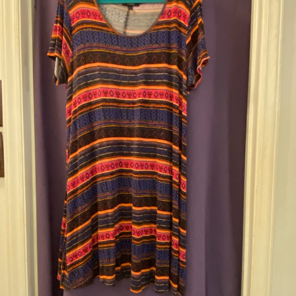 Multi-colored knee length dress.